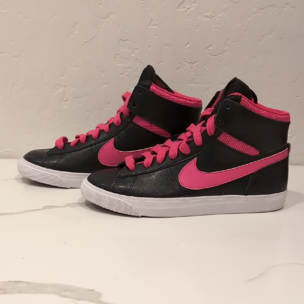 Nike Black and Pink High-Top Sneakers